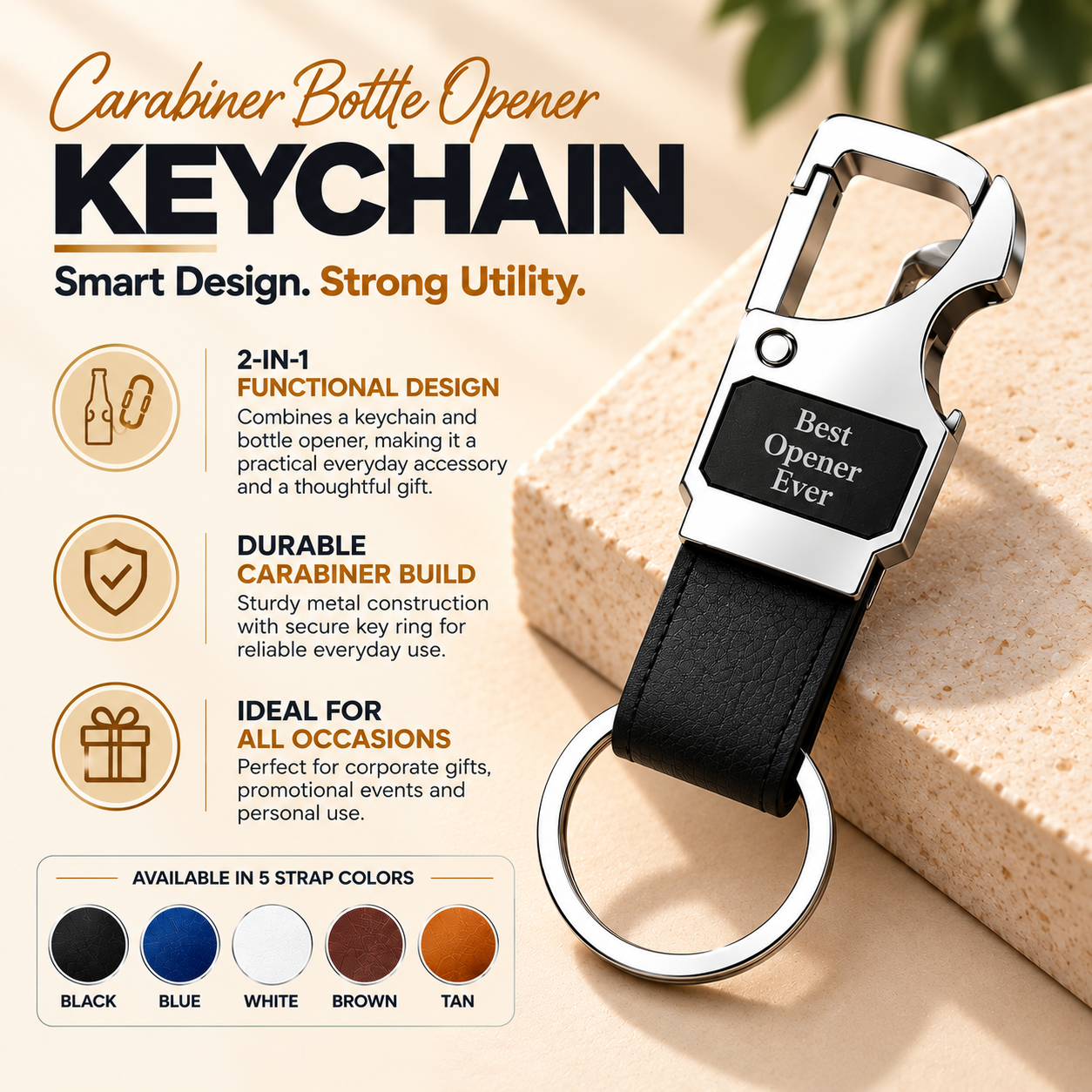 Carabiner Bottle Opener Keychain thumbnail 2