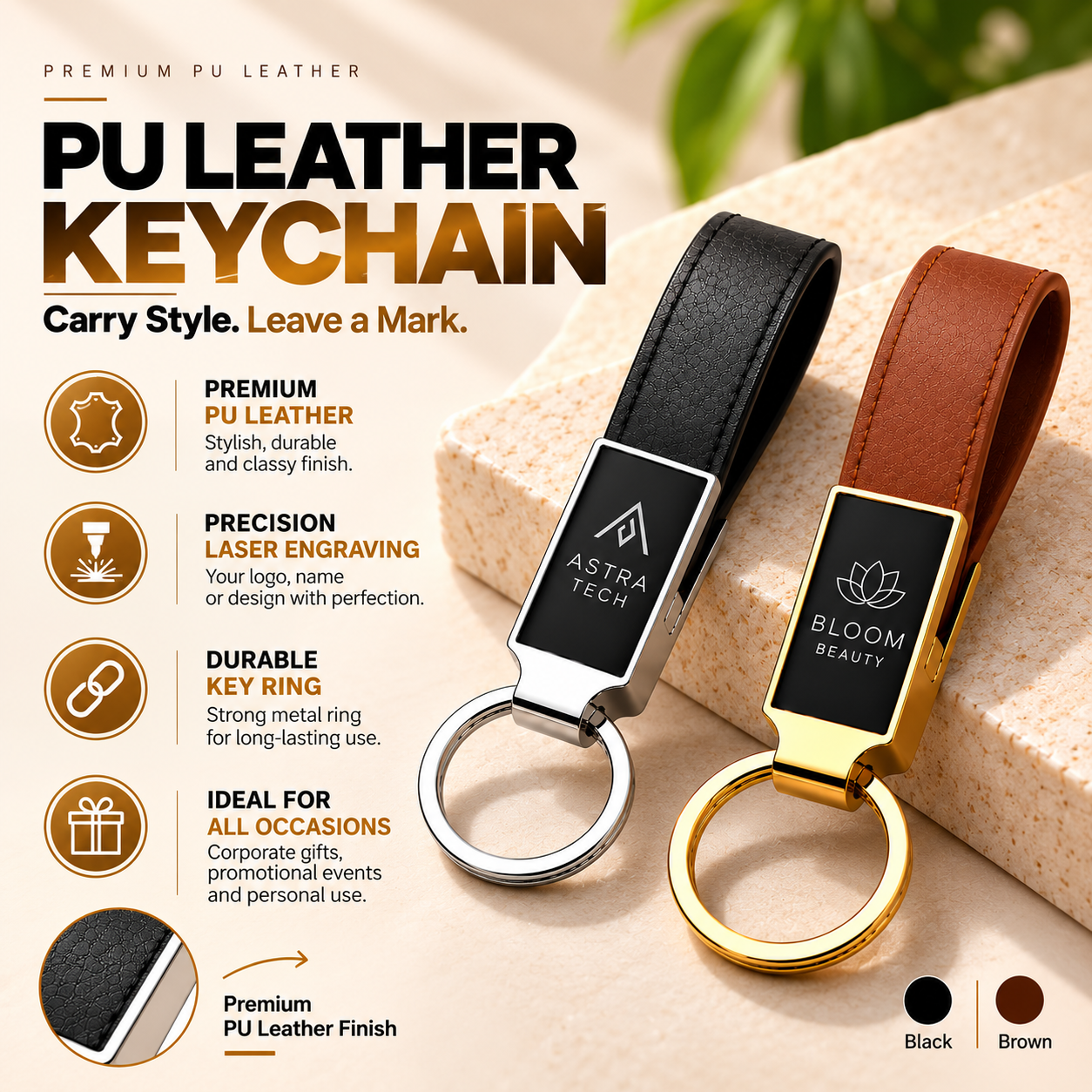 PU Leather Strap Keychain thumbnail 2